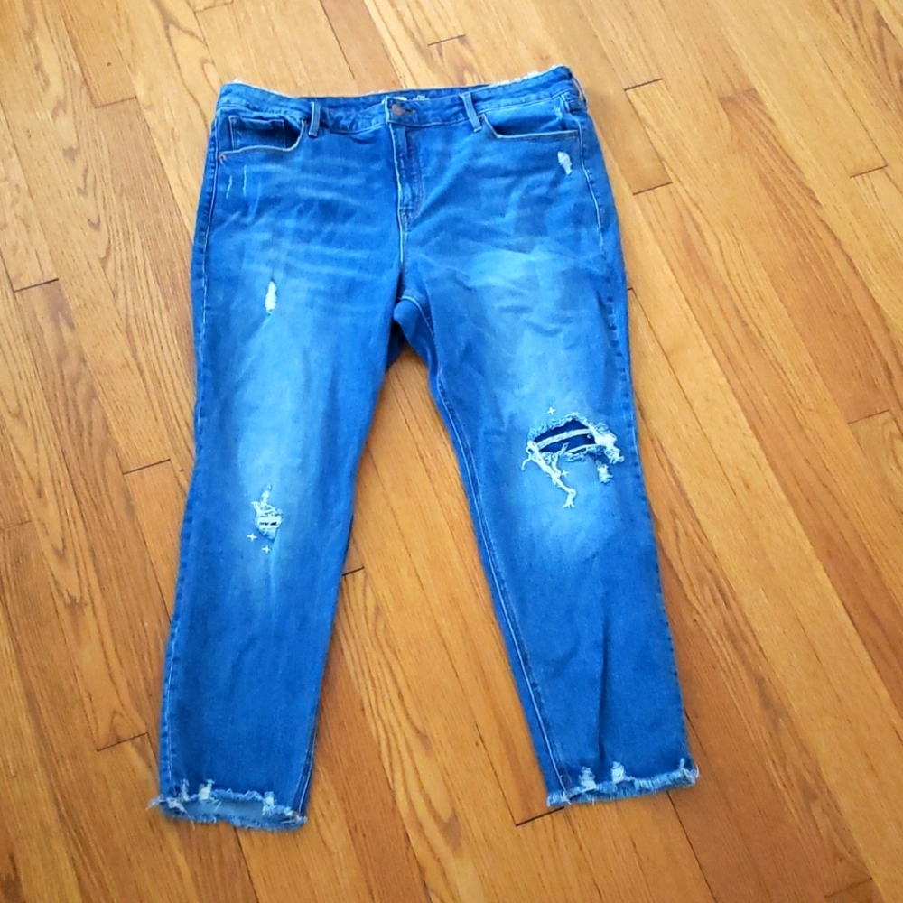 Old Navy Power Slim Straight Distressed Jeans